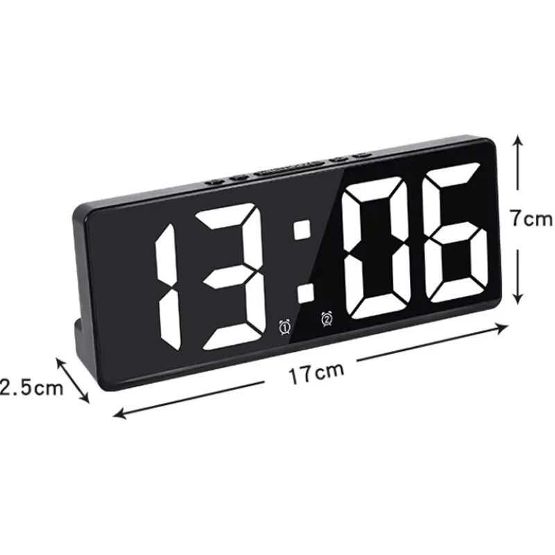 Digital Alarm Clock Voice Control Teperature Snooze Night Mode