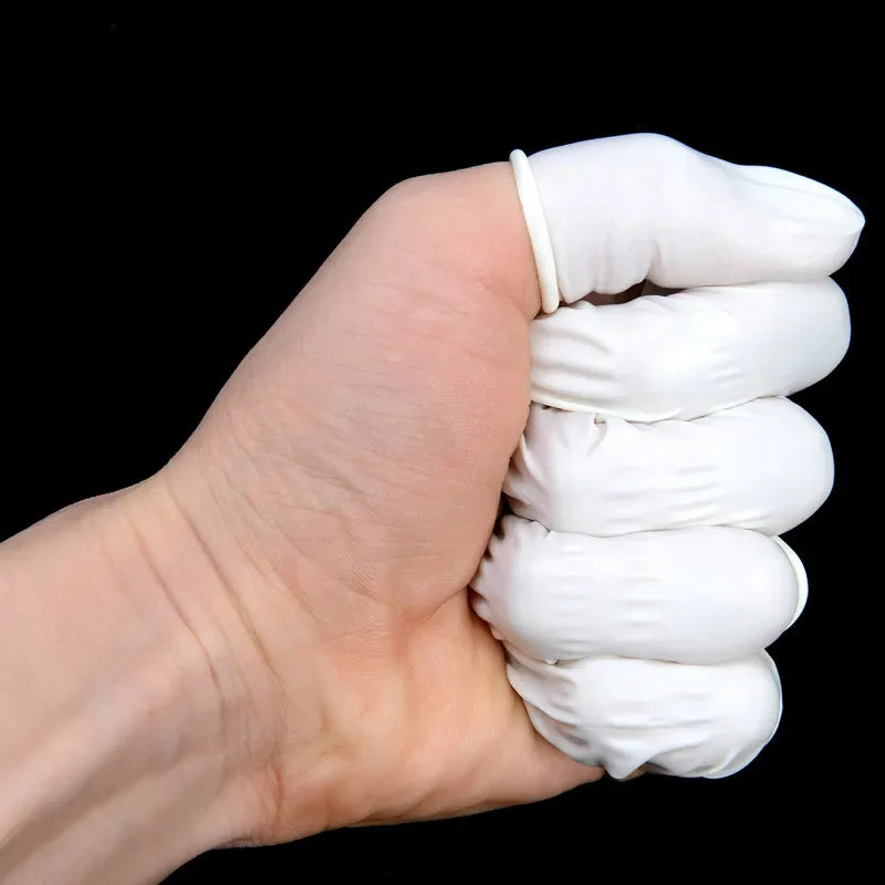 100/200PCS Disposable Finger Cover Rubber Gloves Non-slip Anti-static Latex Finger Cot Fingertip Protector Finger Thumb Sleeve Zpaxo