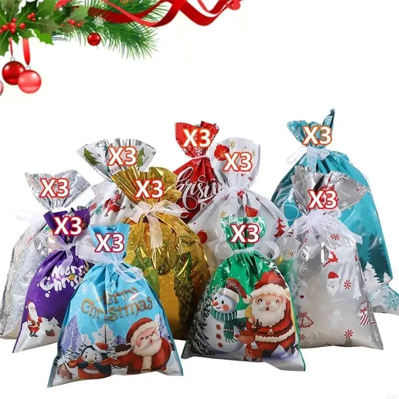 Christmas Bags Holiday Secure Ribbon Closure Supports Party Assorted