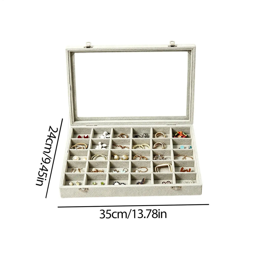 Earring Organizer 30-Grid Ring Storage Drop Earrings Tray Women Girls
