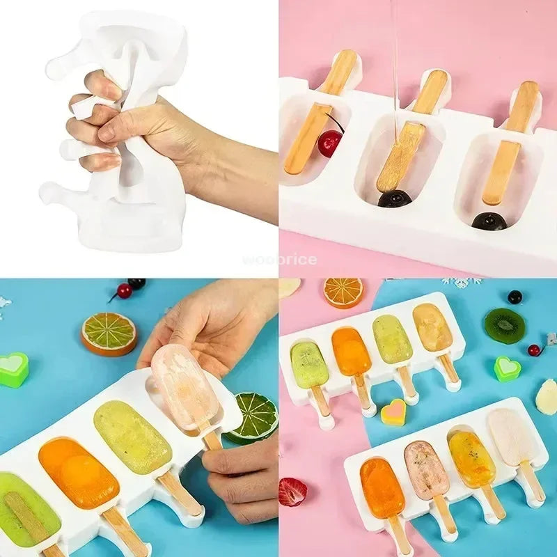 Silicone Ice Cream Mold DIY Chocolate Dessert Popsicle Moulds Tray Ice Cube Maker Homemade Tools Summer Party Supplies Zpaxo