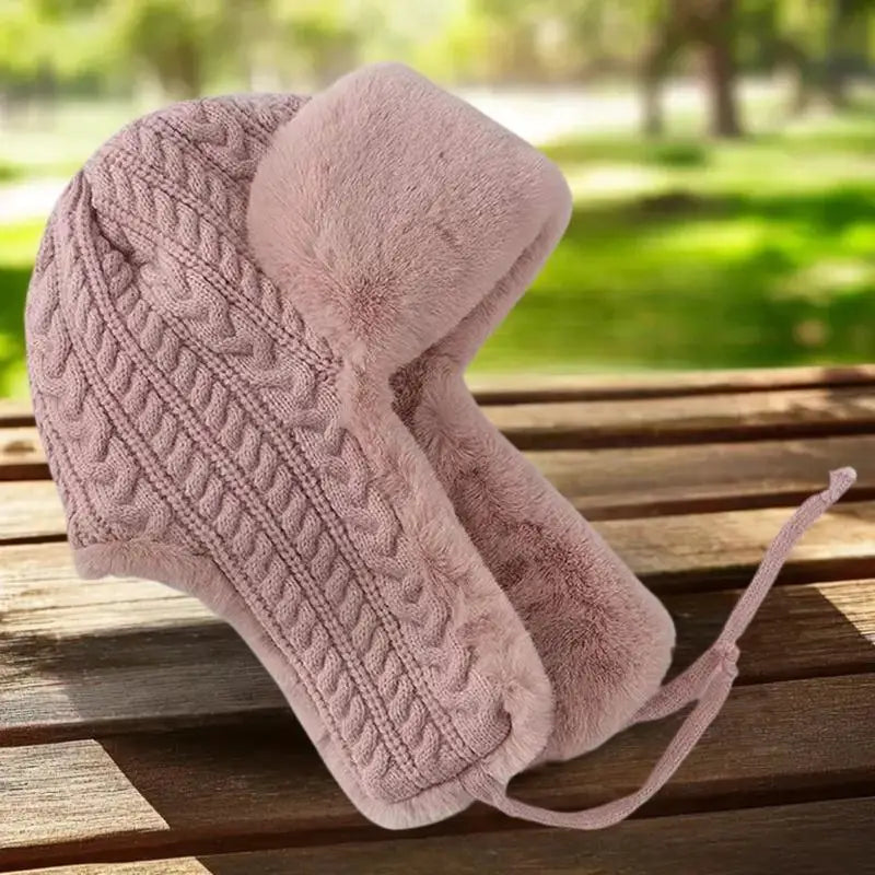 Cute Thickened Plush Hats Women Warm Winter Knitted Cap Ear Guards Zpaxo