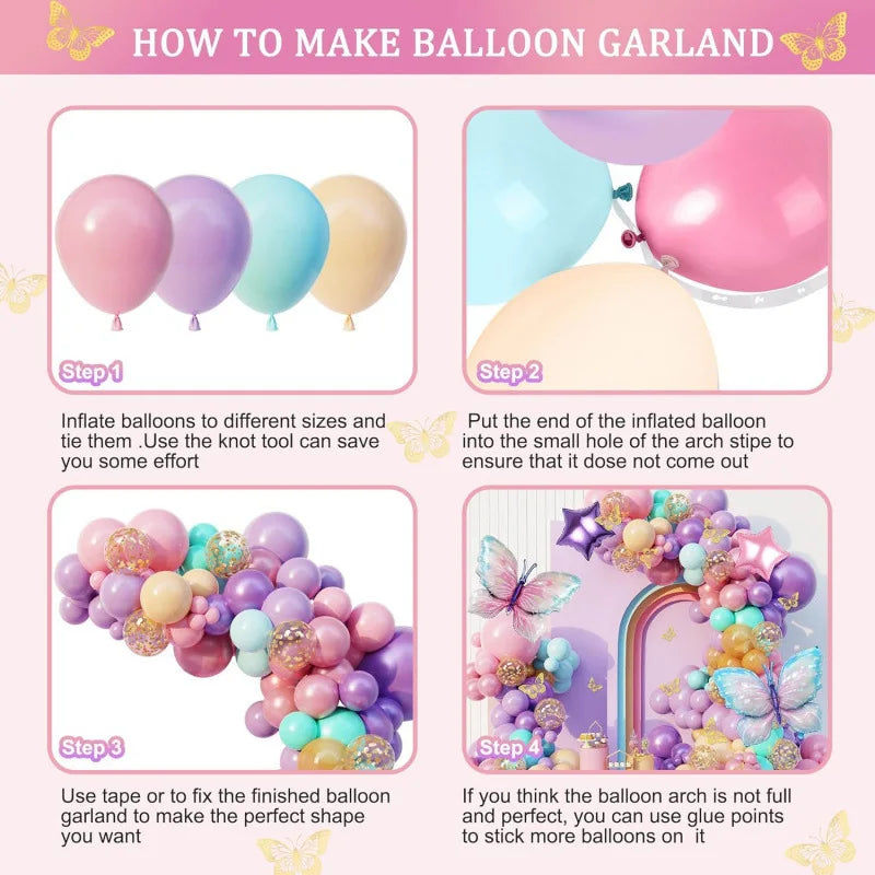 Butterfly Balloon Arch Pink Purple Foil Balloons Birthday Baby Shower
