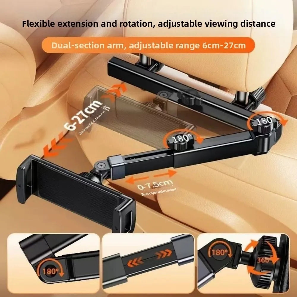 Adjustable Car Headrest Tablet Holder Extension Arm Foldable Backseat Phone Stand Rotating Stand Easy To Install Zpaxo