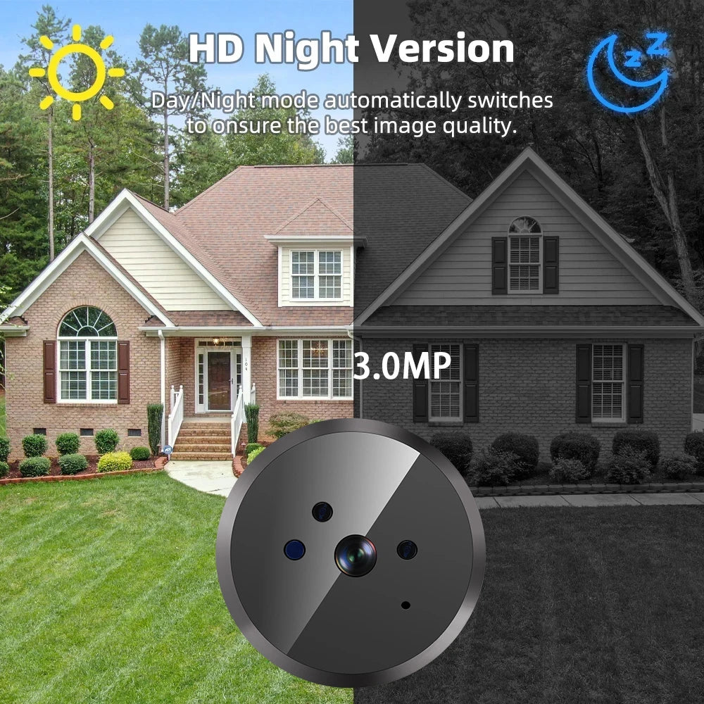 2026 Tuya 3MP Smart Doorbell 140° Wide View Angle Mini Eye Peephole Camera Radar Monition Door Bell Digital Viewer Alexa Google Zpaxo