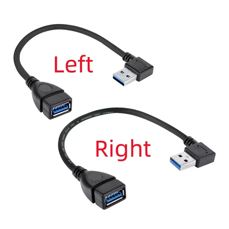 USB 3 0 Male Female 90 Angled Extension Adaptor Cable USB3 Right Left