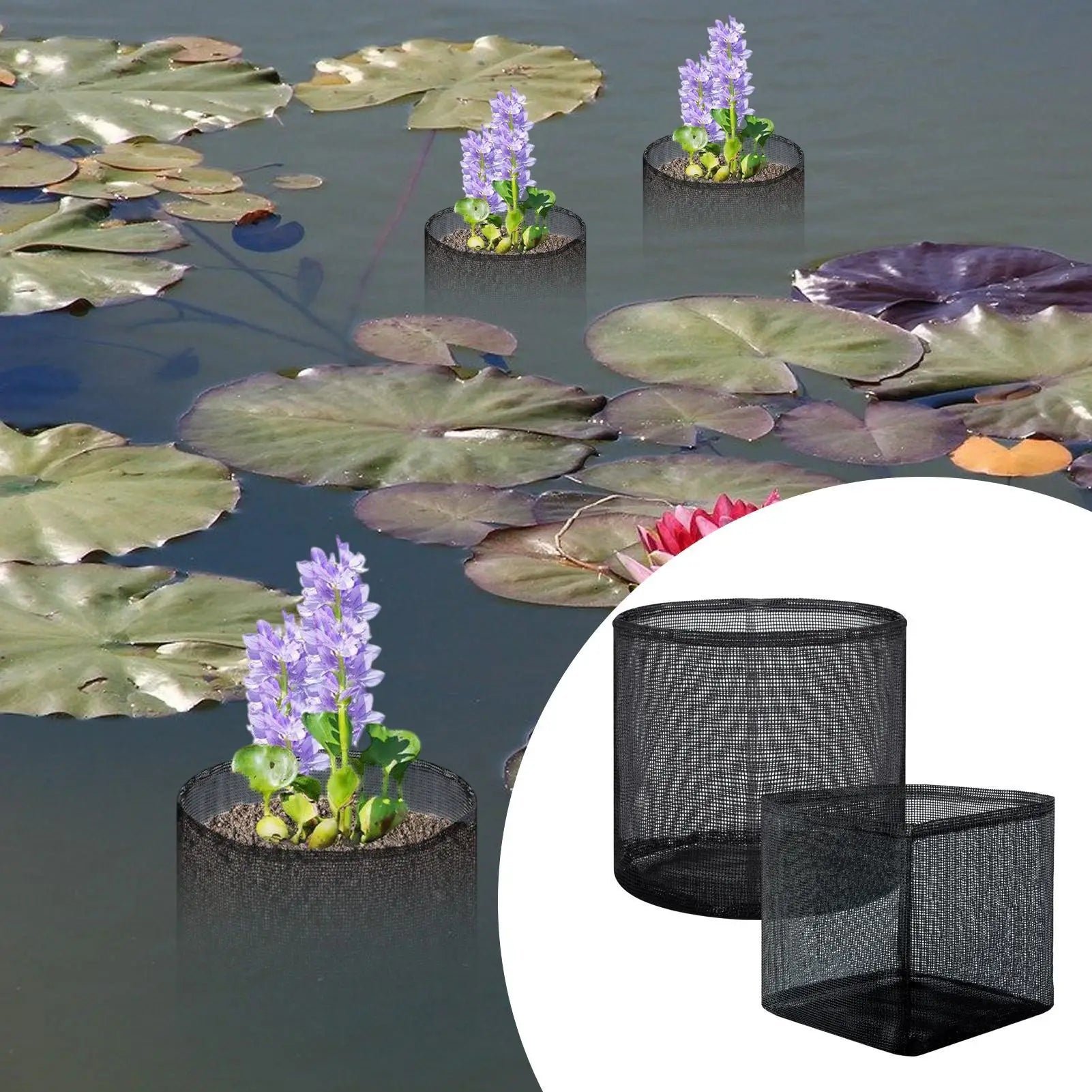 4-Pack Floating Aquatic Plant Baskets – Mesh Pond Planting Bags Aquatic Plant Basket Zpaxo