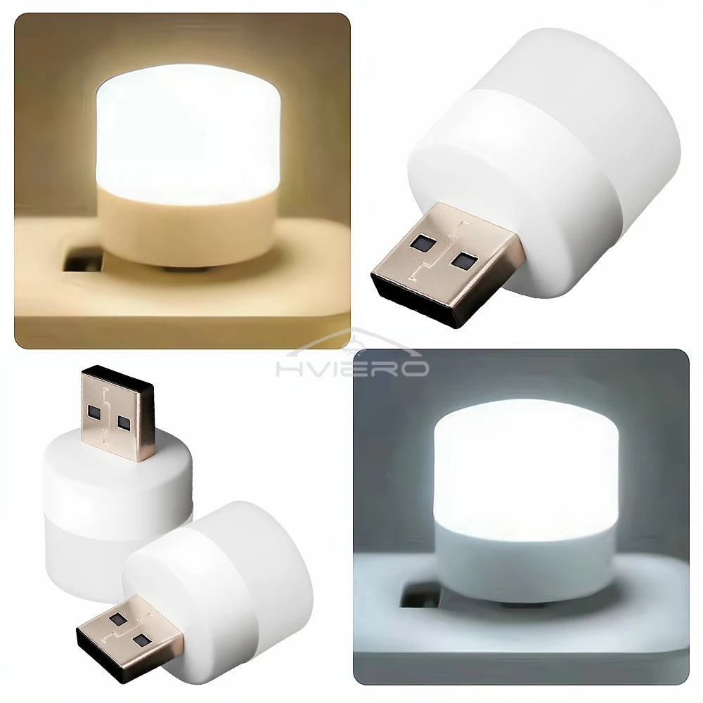 USB LED Plug Night Light – Warm & White | Book Lamp