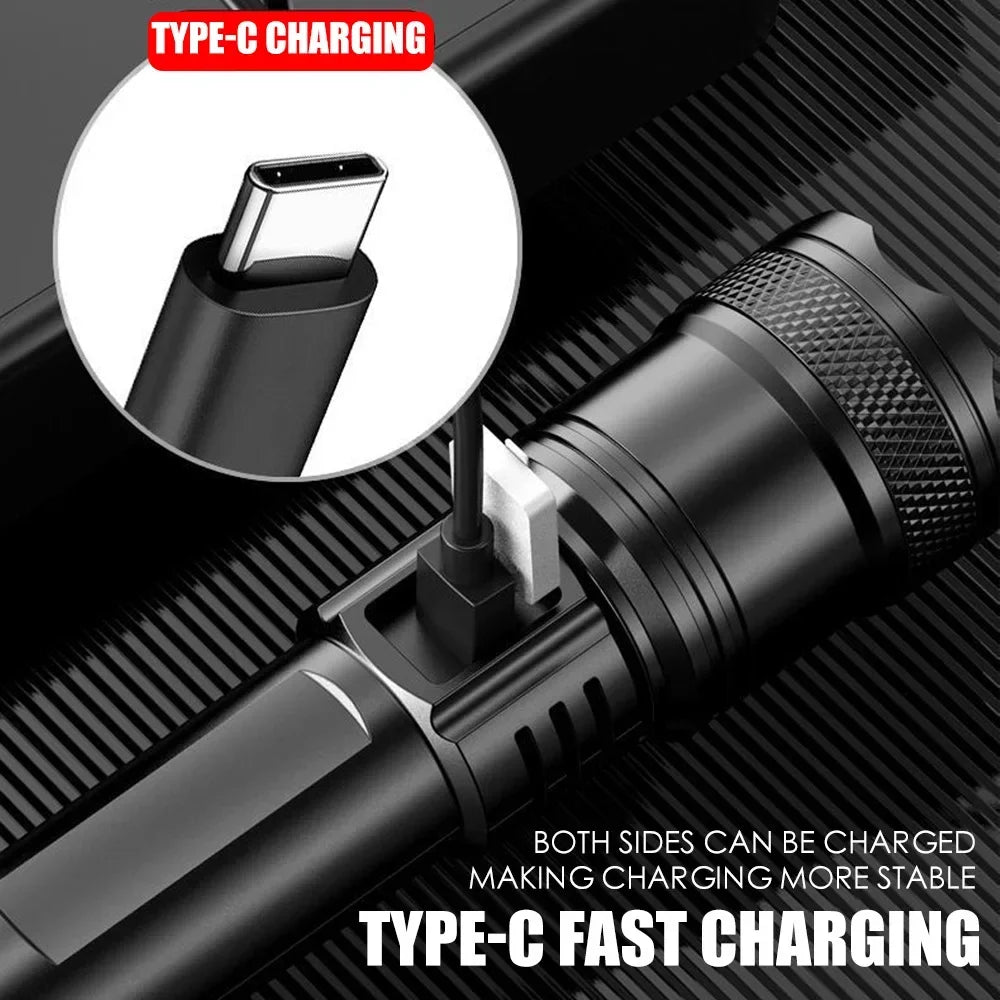 LED Zoomable Flashlight – Type-C Rechargeable Torch | KDULIT