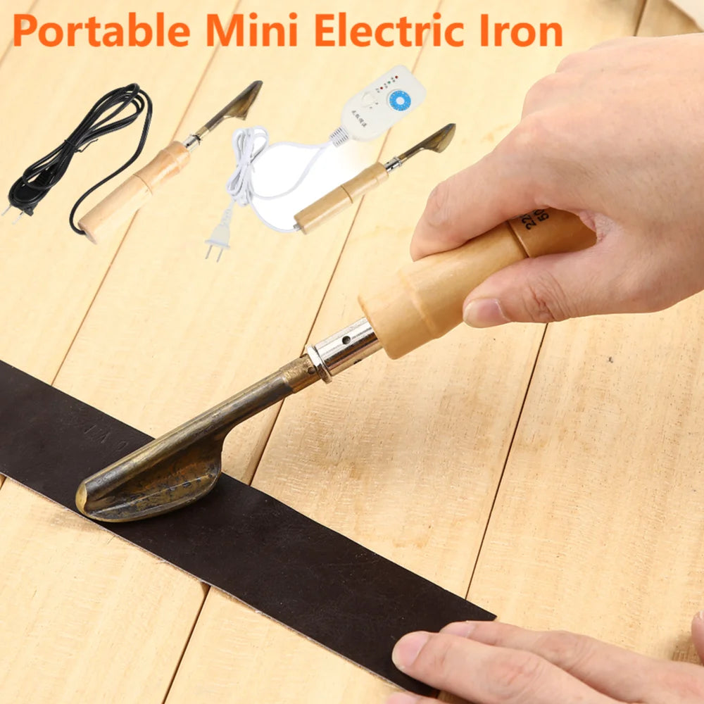 Household Electric Iron Wood Handle Leather Clothing Shoes Bag