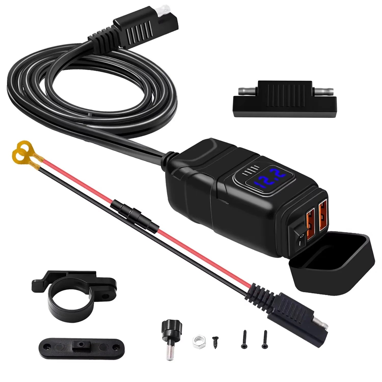 12V Fast Charging Motorcycle USB Chargers 3.0 Power Adapter Digital Bike Moto Motor Motorbike Accessories Electronics Universal Zpaxo Blue 1