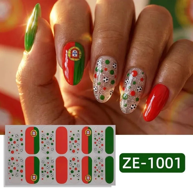 National Flag Theme Nail Stickers Soccer Nation Decals Ball Fans
