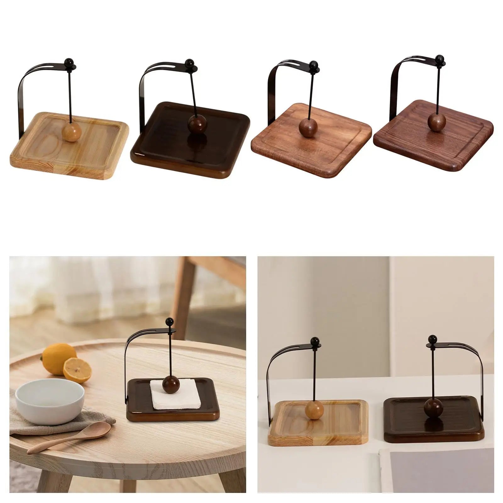 Wood & Steel Napkin Holder – Café Tabletop Tissue Rack Napkin Holder Zpaxo