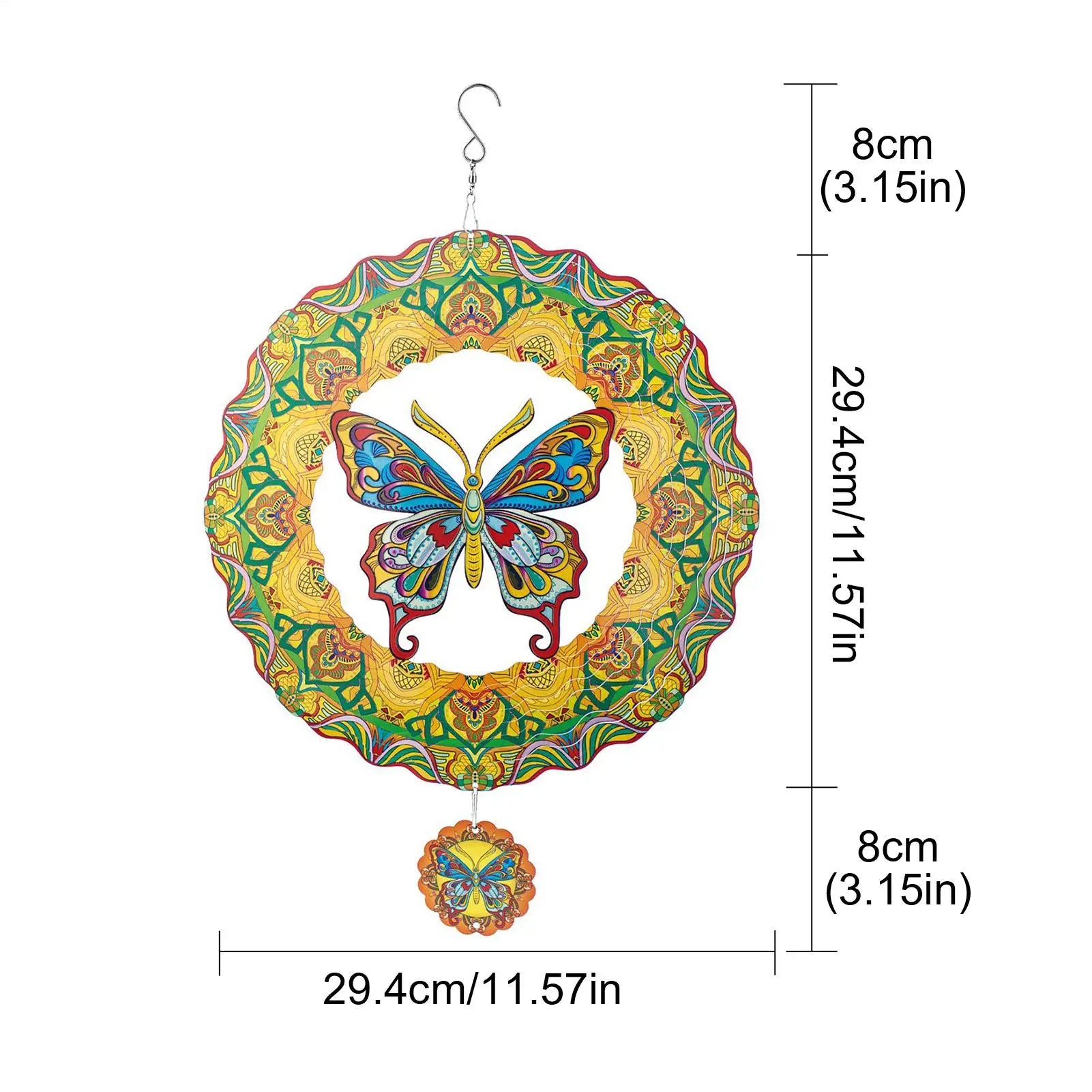 Butterfly Wind Spinner Outside Rustic Metal Patio Decor Sculpture