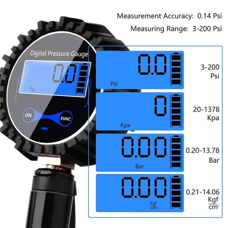 LCD Display Digital Tire Pressure Monitor Gauge, Tire Tester, Air Pressure Gauge for Car Zpaxo