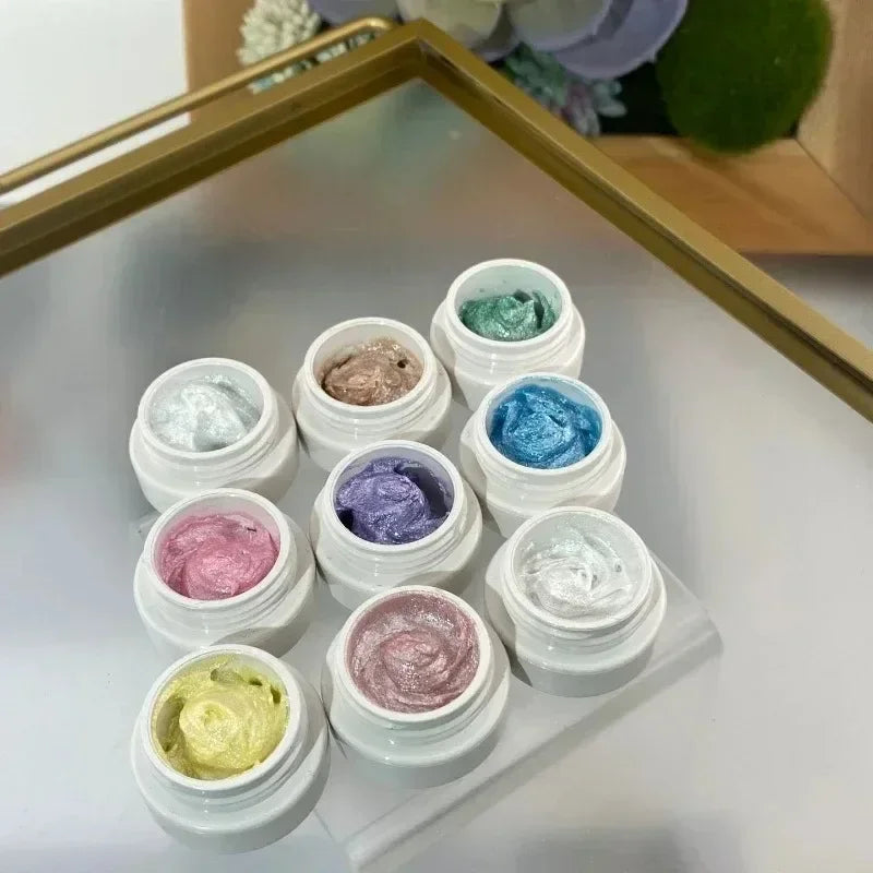 2.5ml 9colors/set Color Fairy Powder Cream Gel Nail Polish Texture Paste Texture Three-dimensional Modeling Glue Nail Art Design Zpaxo
