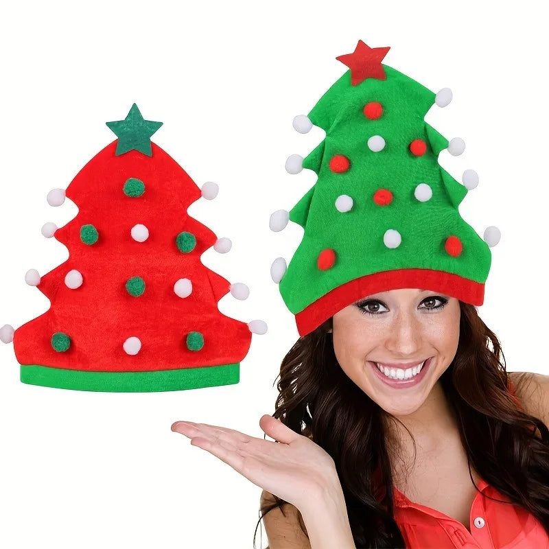 Christmas Novelty Tree Hat Funny 3D Elf Party Cap Adults Xmas Photo