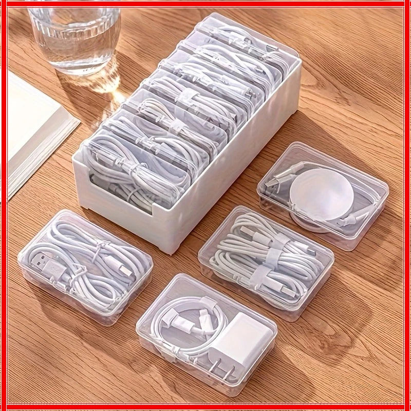 Desktop Cable Organizer Box – 7 Compartments for Cord Storage Cable Storage Organizer Zpaxo