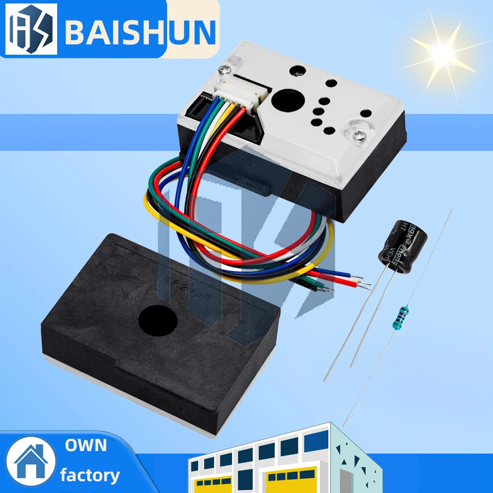 1PCS cCompact Optical Dust Sensor Compatible GP2Y1010AU0F GP2Y1010AUOF Smoke Particle Sensor With Cable Zpaxo Default Title