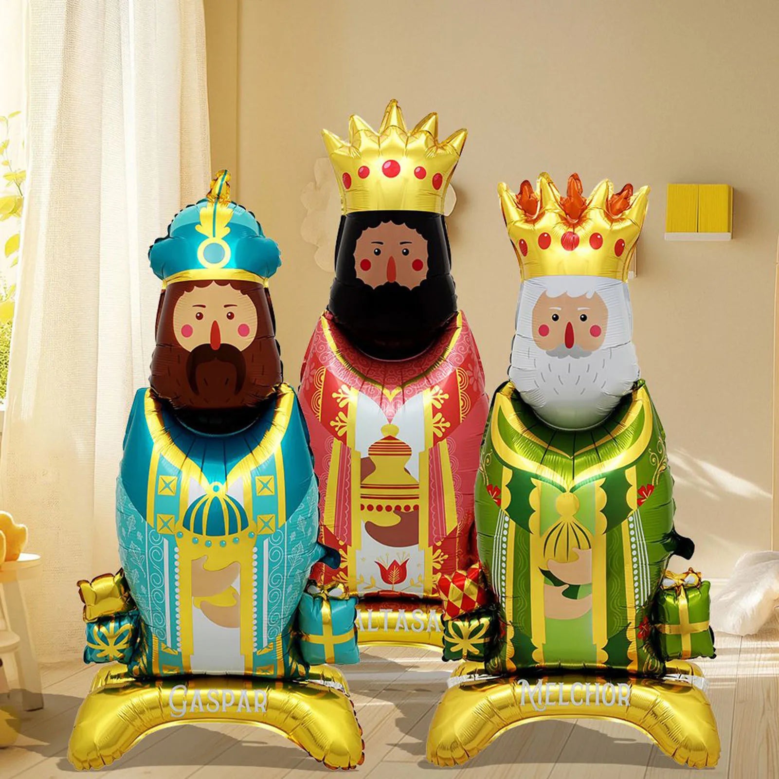 Party Balloons 3 Pieces King Shape Standing Holiday Supplies Inflatable Holiday Balloons for Party Planners Christmas Home Shop Zpaxo