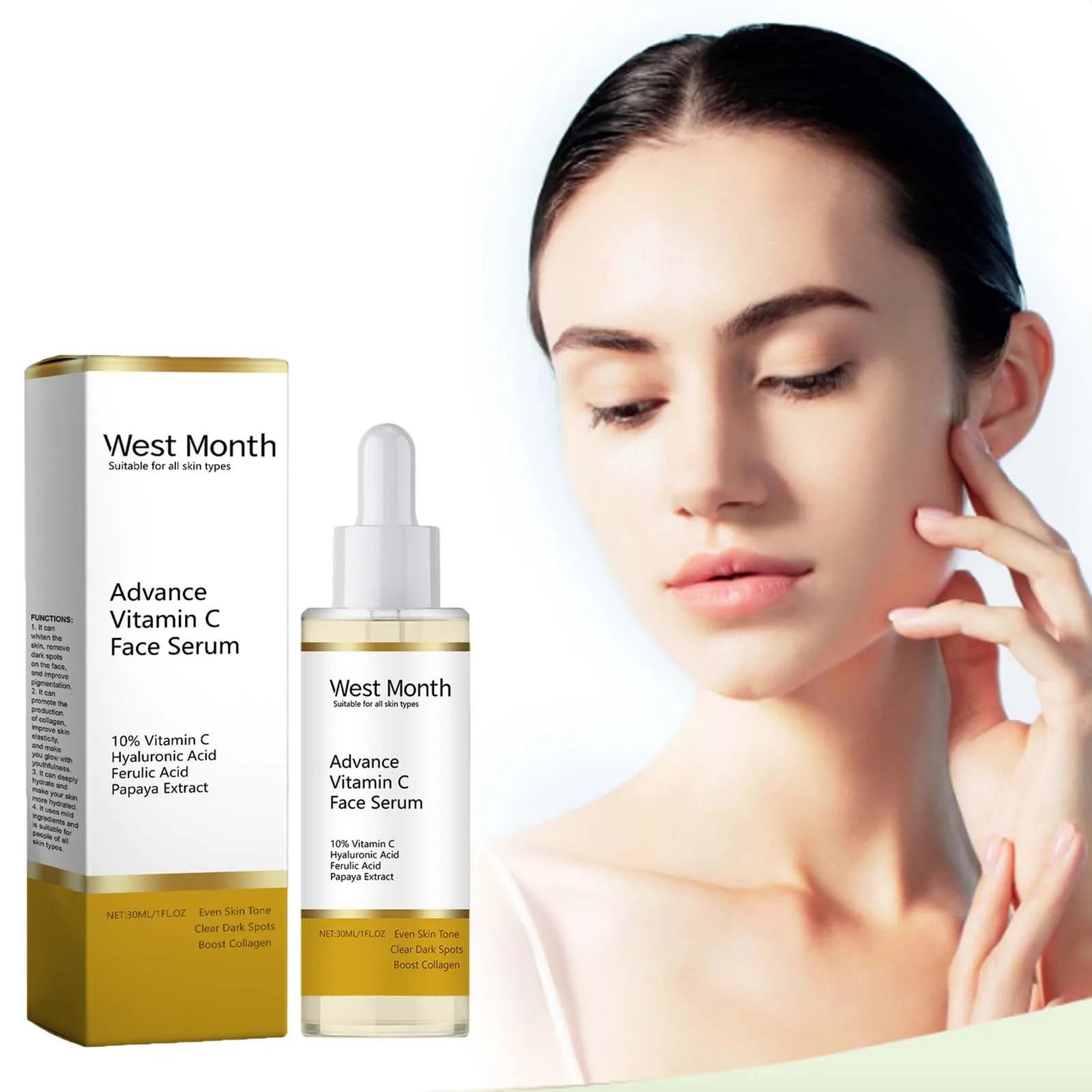 Advance Vitamin C Face Serum Dark Spot Corrector Brightening Facial Skin Even Skin Tone Moisturizing Smoothing Essence Beauty Zpaxo