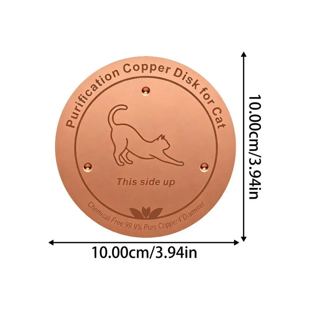 Cat Water Bowl Copper Disk Cleaner Plate 3-Point Support Purification