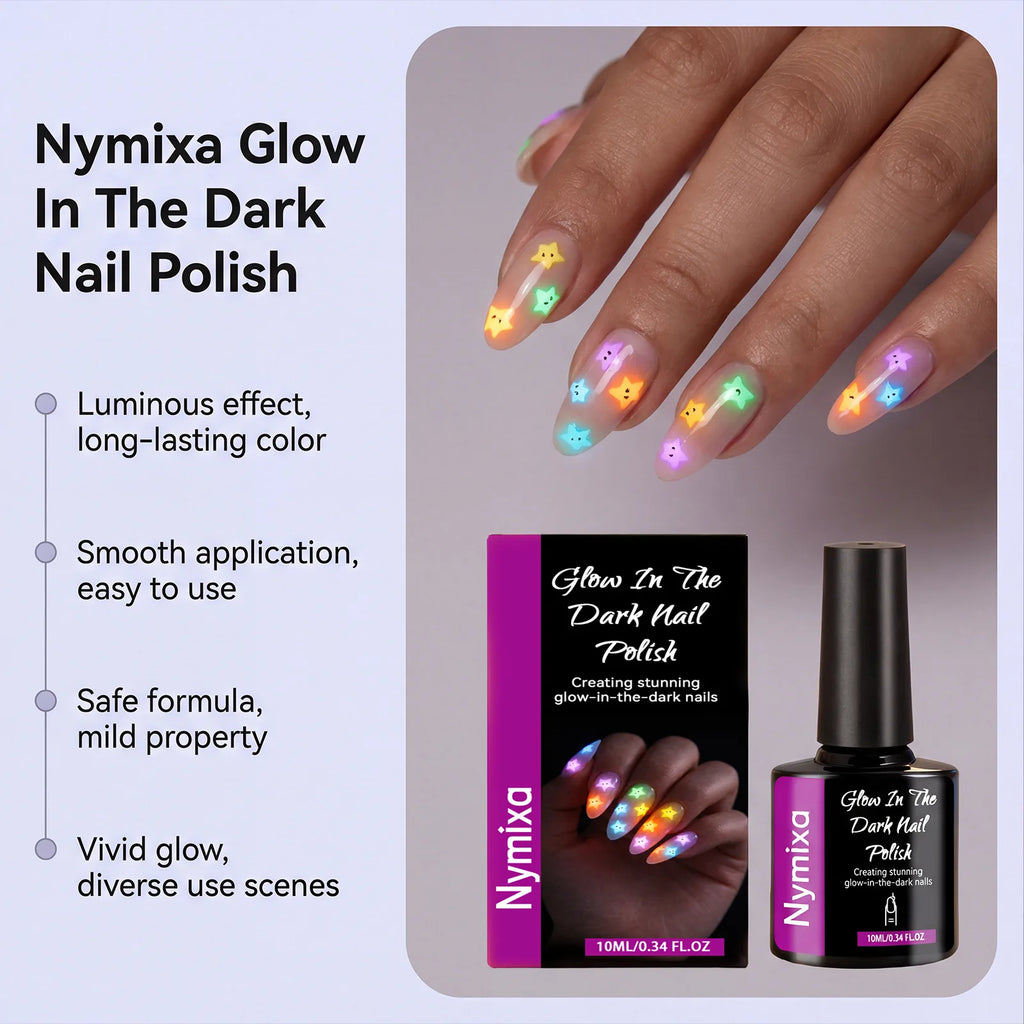 Glow in the Dark Fluorescent Nail Polish Set – 5 Neon Colors Gel Nail Polish Set Zpaxo