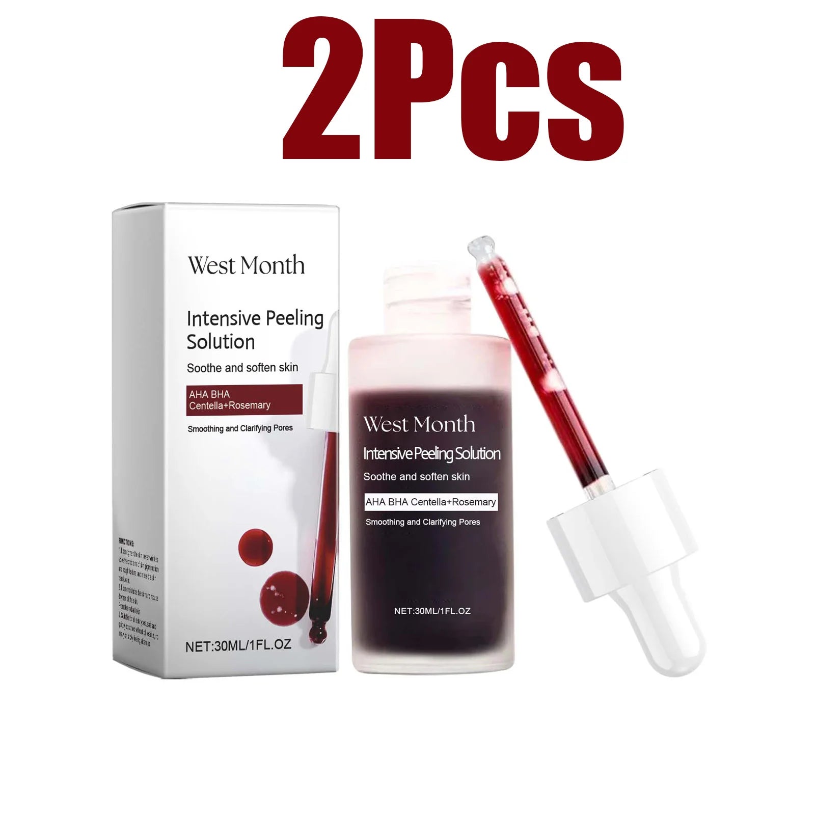 Peeling Face Serum Anti Acne Brightening Exfoliating Shrink Pores Salicylic Acid AHA Serum Reduces Blackheads Smoothing Facial Zpaxo 2 x 30ml Boxed