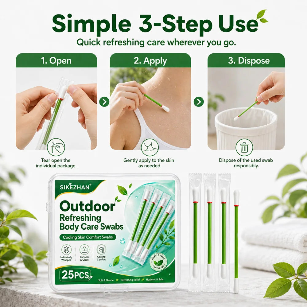 SIKEZHAN Outdoor Camping Refreshing Body Care Swabs Disposable Cooling Skin Comfort Sticks for Hiking Travel Picnic 25PCS Zpaxo