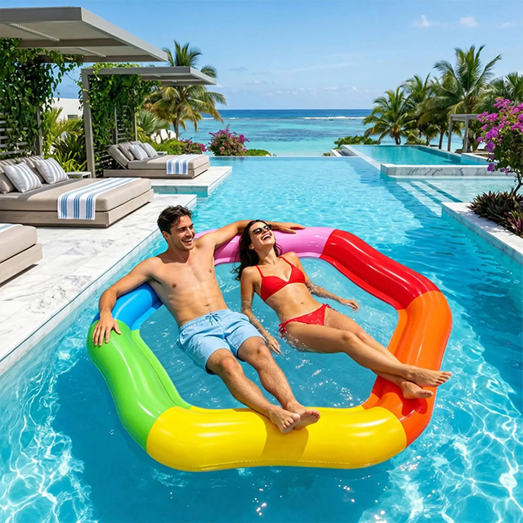 Hexagon Pool Float Inflatable Lounger 2-Person Thickened PVC Floating