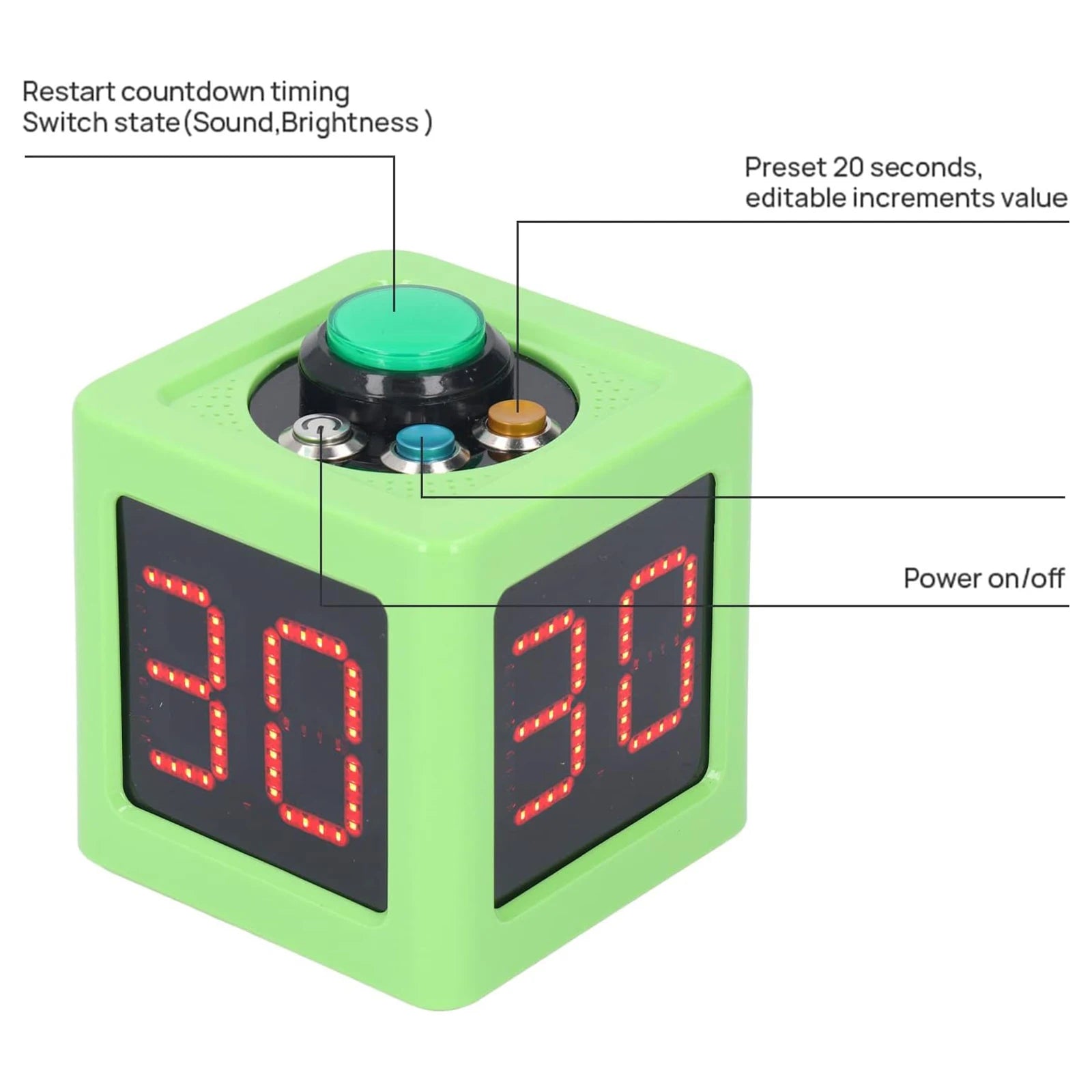 4 Sides Cube Timer Poker Shot Clock Digital Display 5-Level