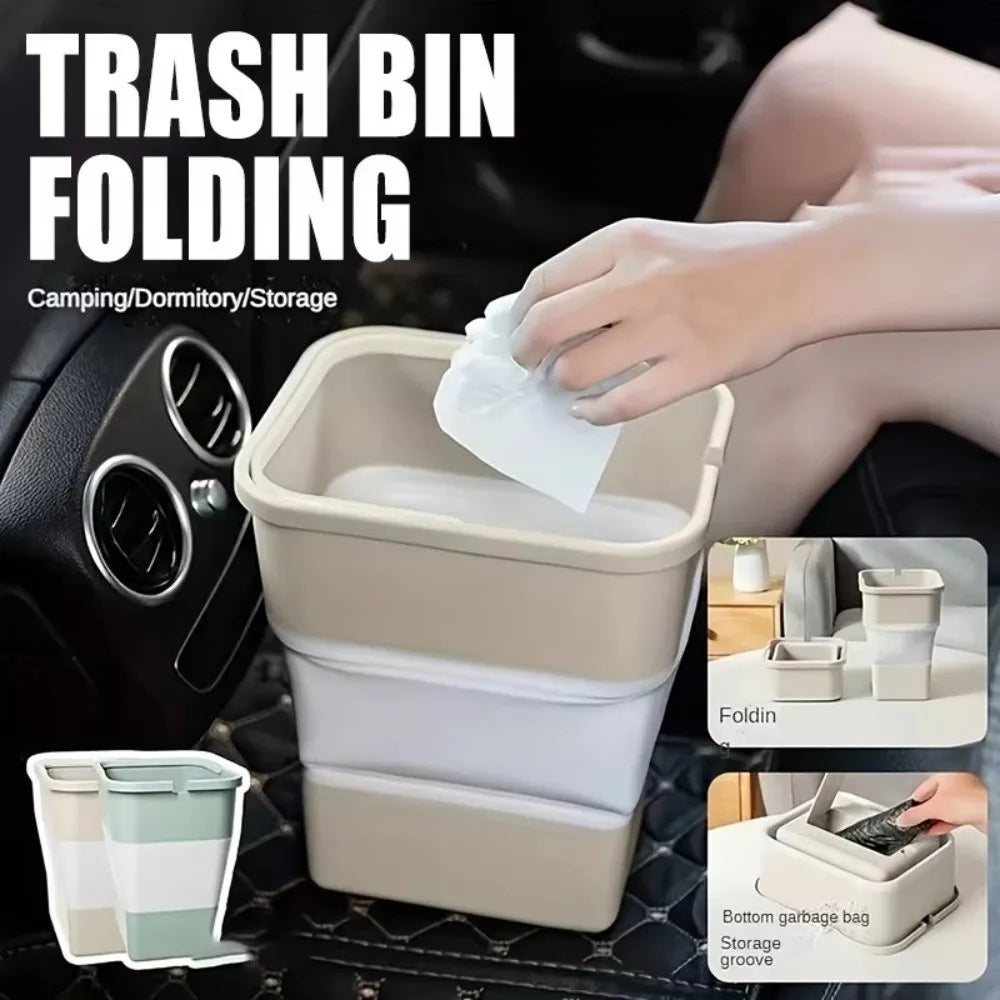 Waterproof Folding Car Trash Bin Multi-function Lid Rubbish Basket Zpaxo
