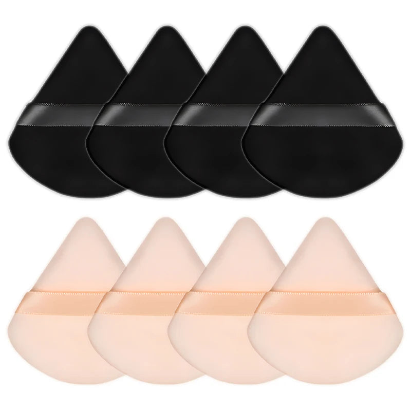 8Pcs Triangle Velvet Cosmetic Puff Make Up Sponges Wet Dry Use for Face Eye Contouring Shadow Cosmetic Foundation Makeup Tool Zpaxo 4pc Skin 4pc Black