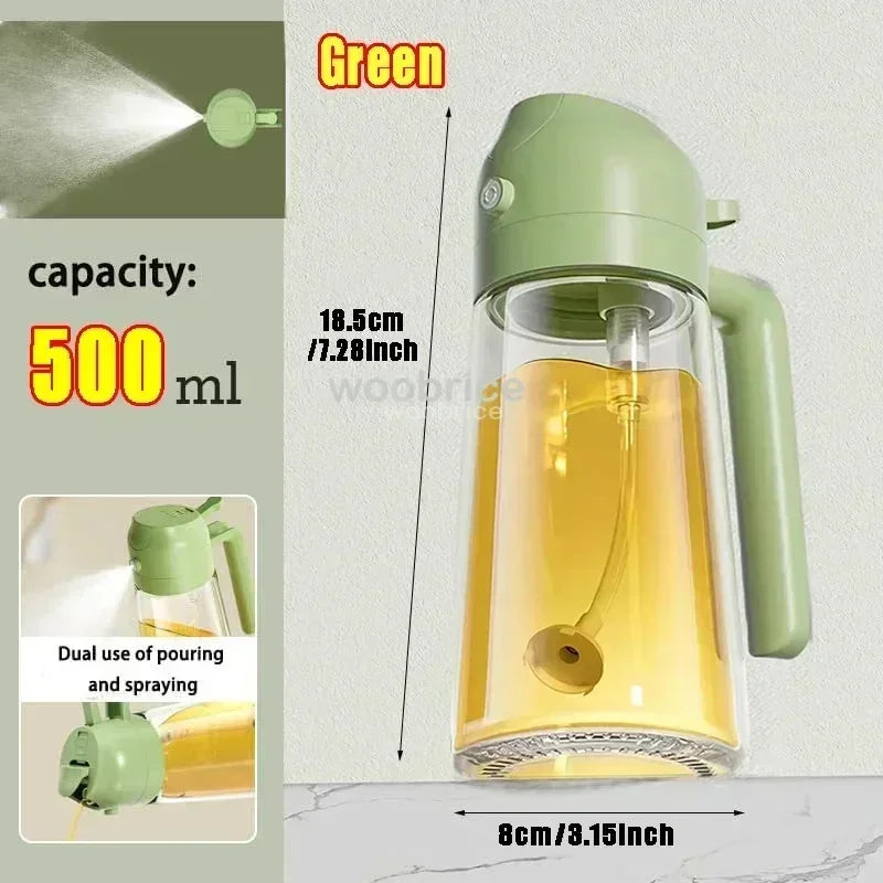 Oil Spray Kitchen Glass Oil Spray Bottle 500ml Olive Oil Sprayer Camping BBQ Kitchen Baking BBQ Picnic Kitchen Tools Zpaxo Glass-Green