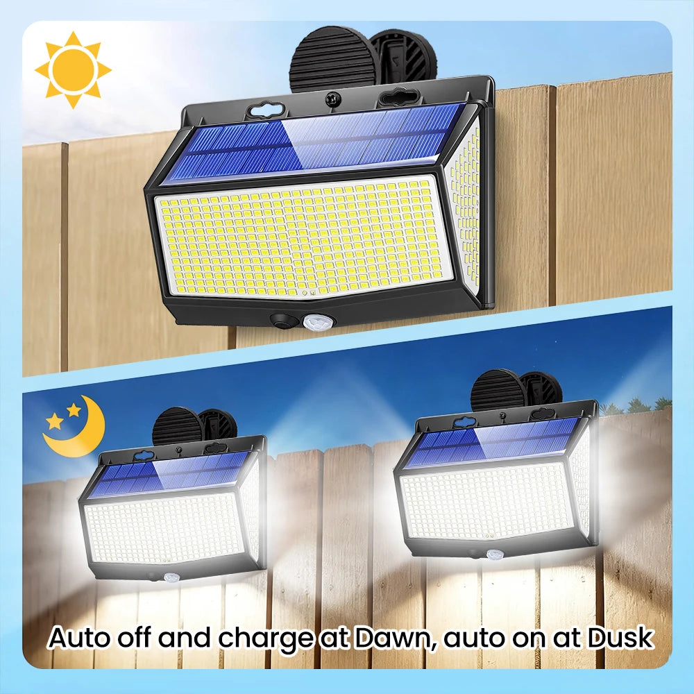 Outdoor Clip-On Solar Lights 138/268/468LED Motion-Sensor IP65 Waterproof 3 Light Modes Super Bright Solar Clip-On Wall Lights Zpaxo