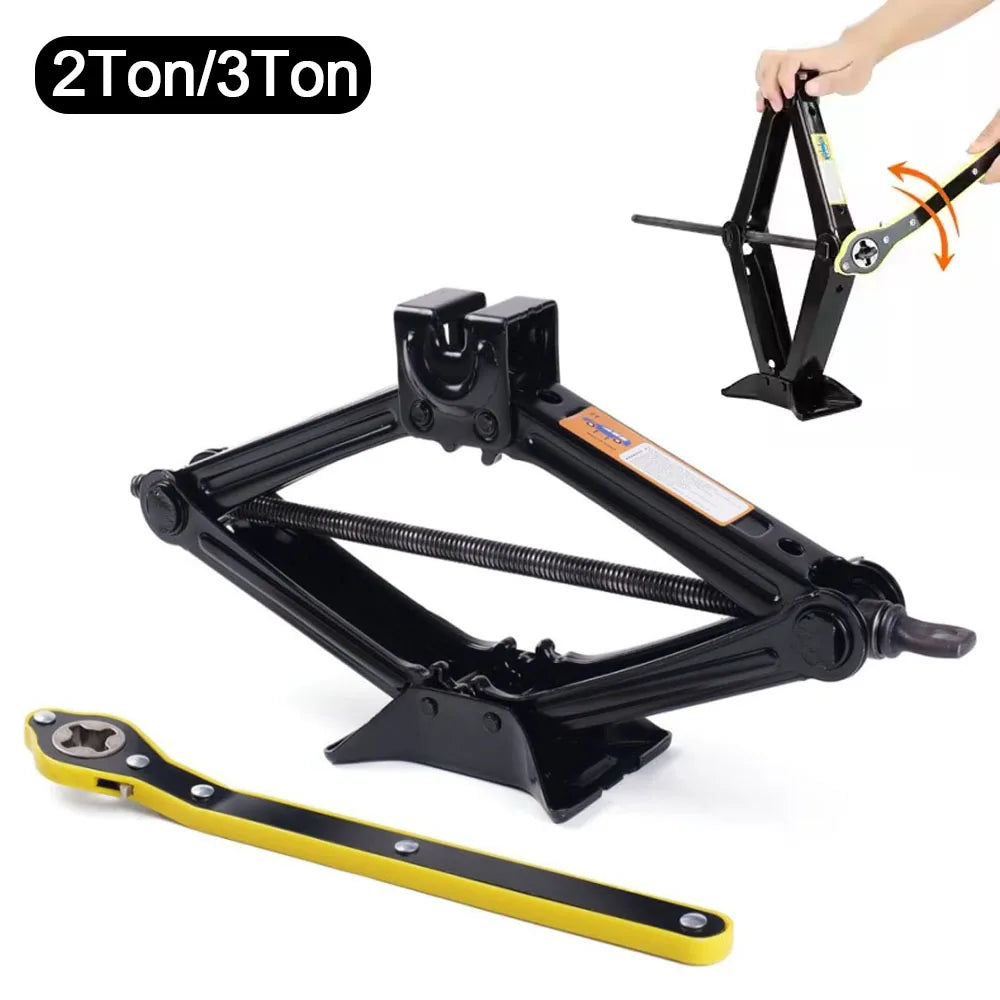 2T/3T Car Scissor Jack Auto Emergency Crank Lift Stand Labor-Saving Repair & Tire Replacement Tool with Wrench for SUV Vehicles Zpaxo