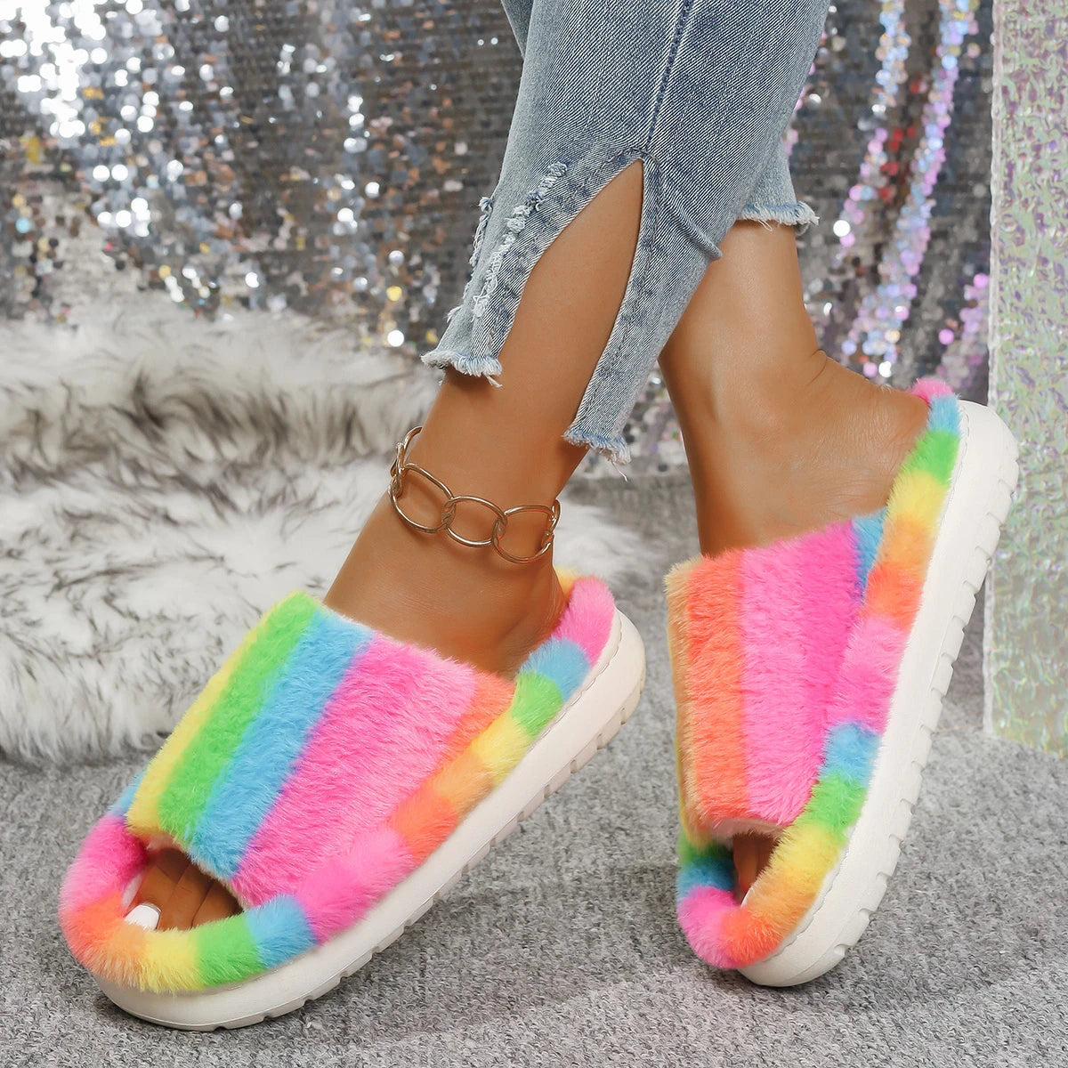 2025 Women Slippers Lightweight Indoor Slides Open Toe Flat Heel Warm Zpaxo