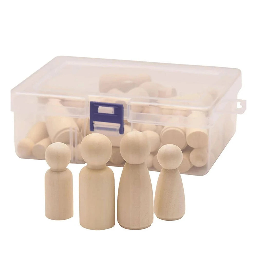 50Pcs Unfinished Wooden Peg Dolls Wooden Peg People Figures for DIY Art Craft Painting Peg Game Home Party Decor Zpaxo