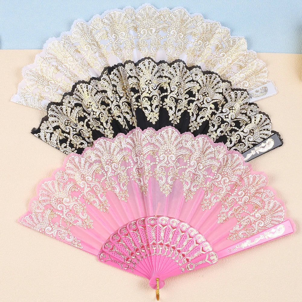 Handheld Fans Lace Folding Fans for Dance Performance Photography Wedding Party Zpaxo