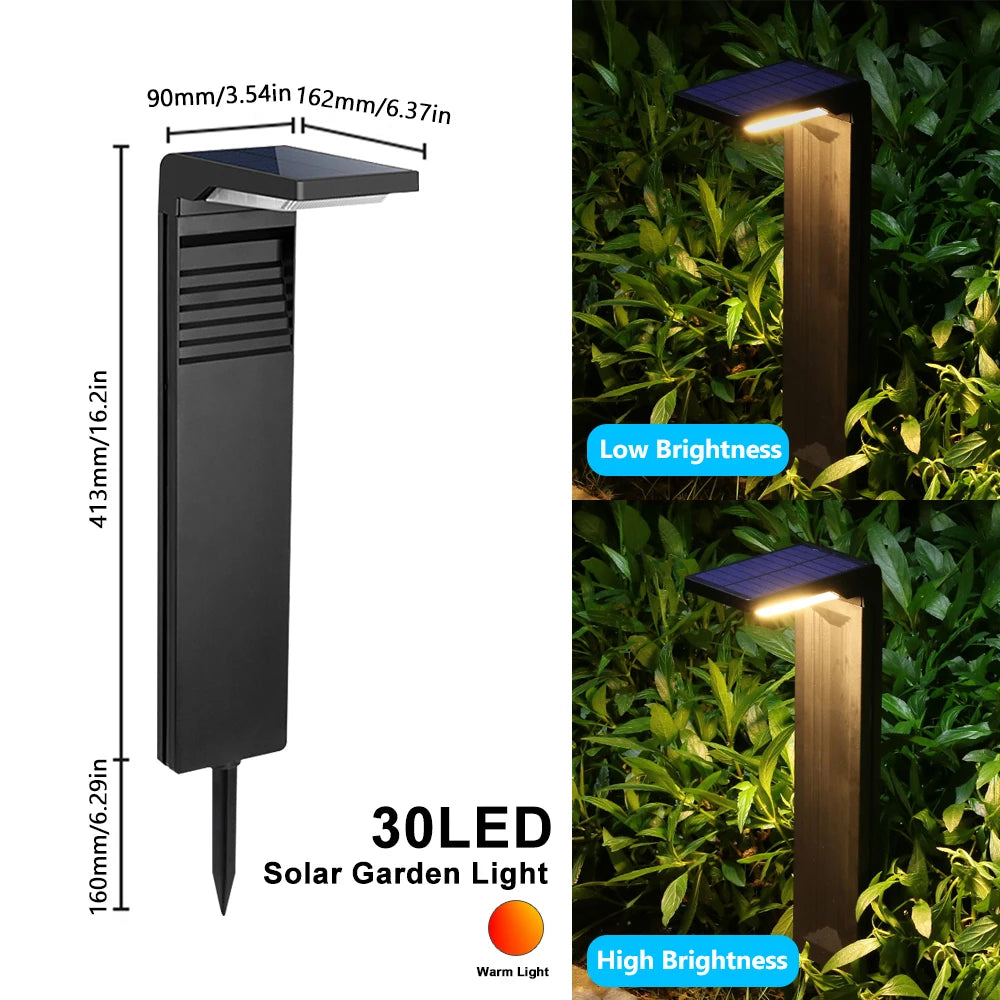 2PCS LED Solar Pathway Lights Outdoor Waterproof Auto On/Off Dusk to Dawn Solar Powered Landscape Lighting Garden Yard Lawn Zpaxo Solar Pathway Lamp B 2pc