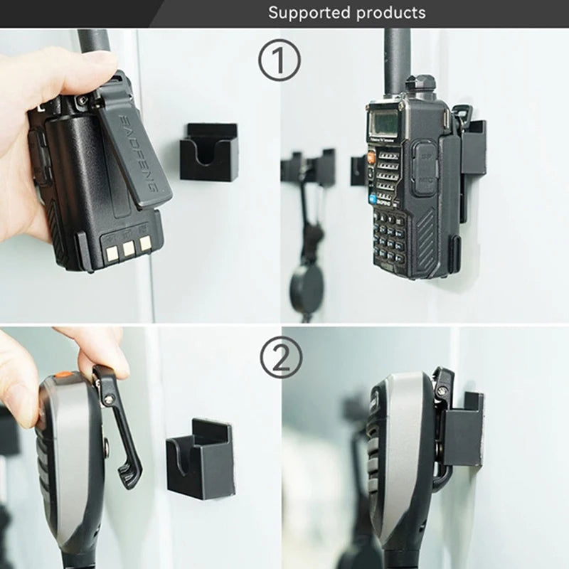 Walkies Talkies Holder 1 Clip Wall Mount ABS Adhesive Back Rack Easy