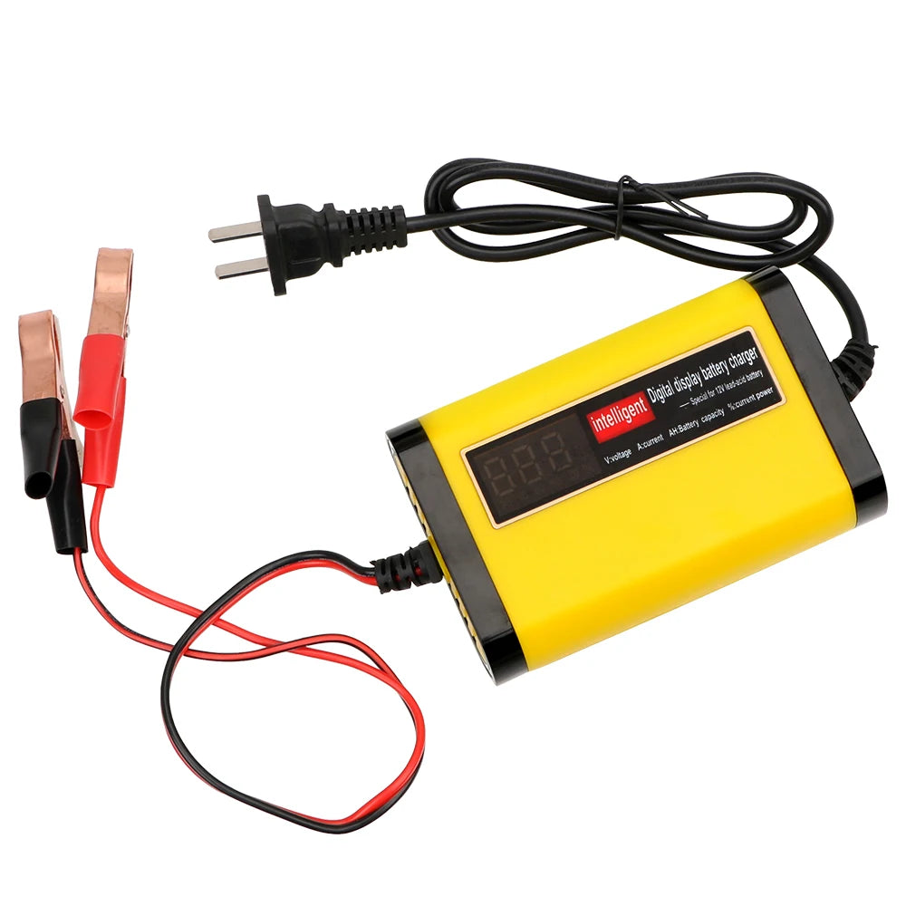 Full Automatic Car Battery Charger 3 Stages Lead Acid AGM GEL Zpaxo US Plug