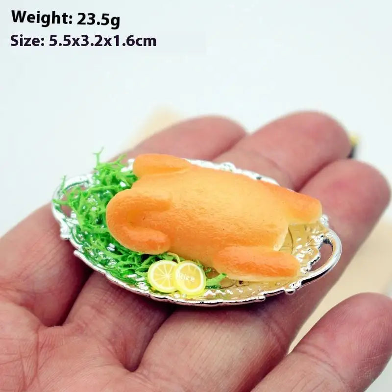 ▶1Pc 1:12 Dollhouse Miniature Food Toy Christmas Roasted Chicken And Roast Duck Scene Model Doll House Accessories Zpaxo Style2