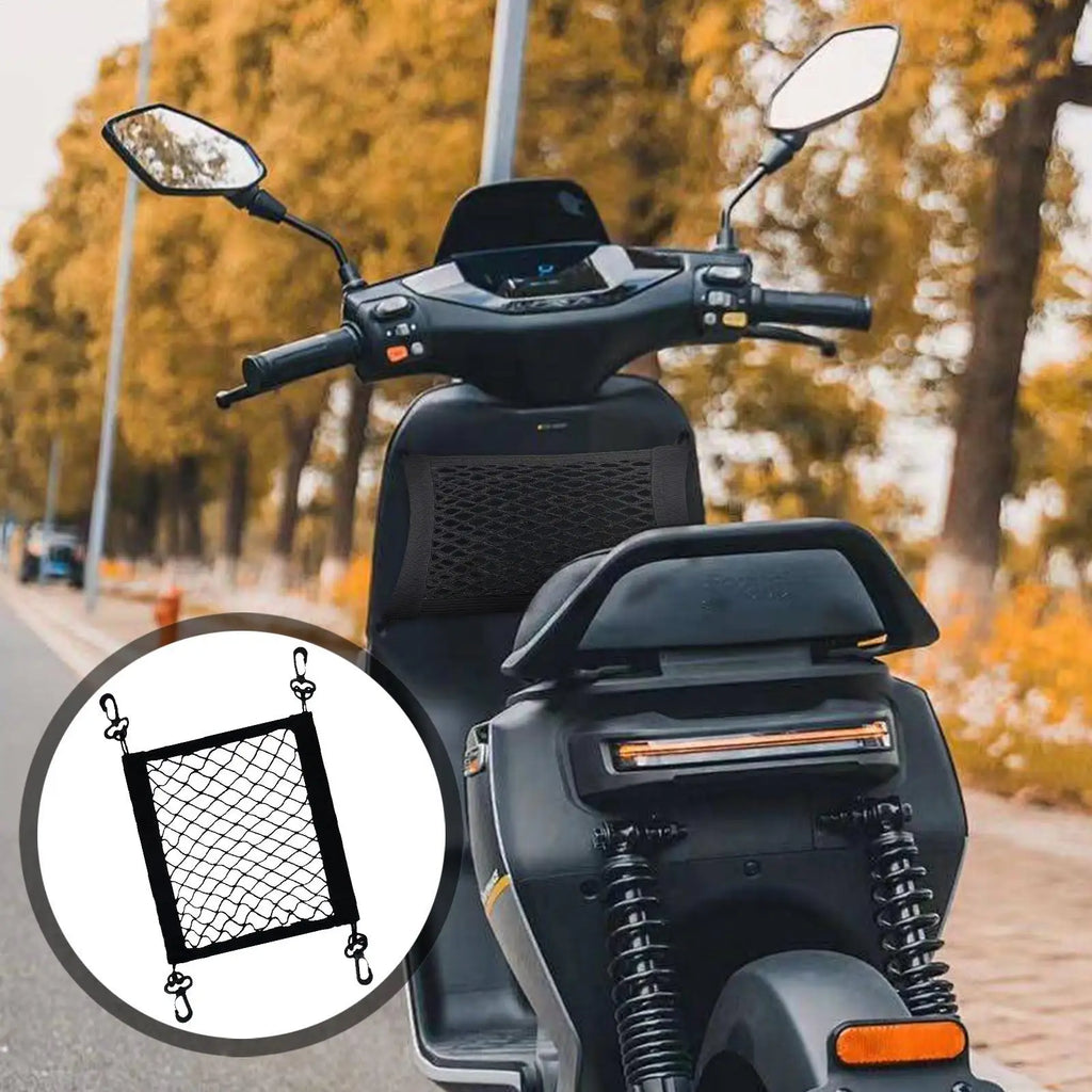 Motorcycle Cargo Net Polyester Elastic 4 Adjustable Hooks 360 Degree