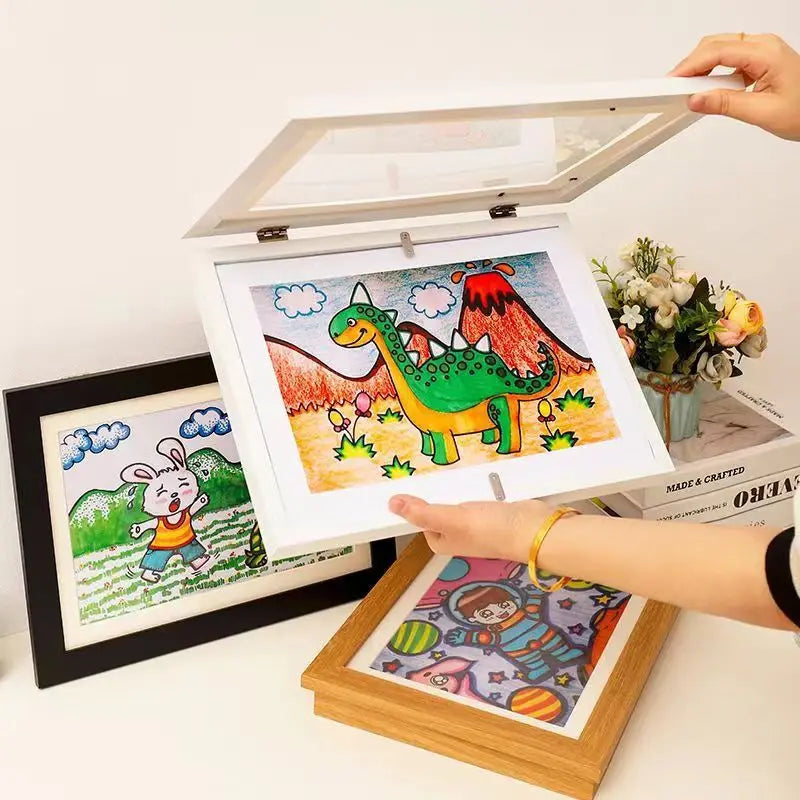 Magnetic Flip Photo Frame Oil Painting Storage A4 Children Art