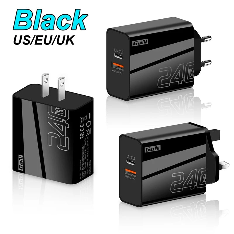 240W Fast Charging Charger Multi-port EU US UK Standard QC3 0+PD Plug
