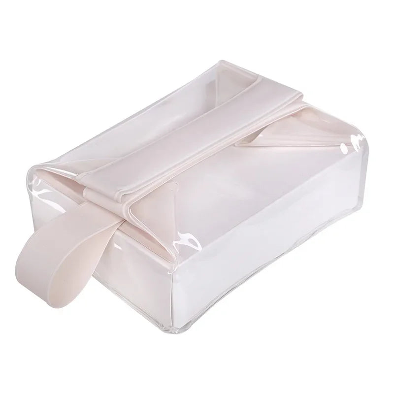 Hot Travel Portable Bag with Magnetic Closure, Transparent Magnetic Suction Storage, Durable and Leak Proof Makeup Bag Zpaxo Beige