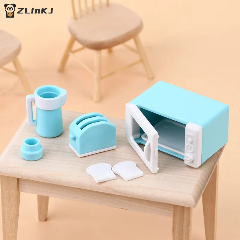▶1Set 1:12 Dollhouse Mini Microwave Bread Maker Kettle Kit Kitchen Cookware Toy Zpaxo
