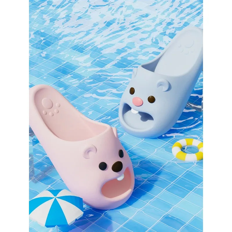 SHAJI Unisex Couple Cute Beaver EVA Slides All Season Breathable