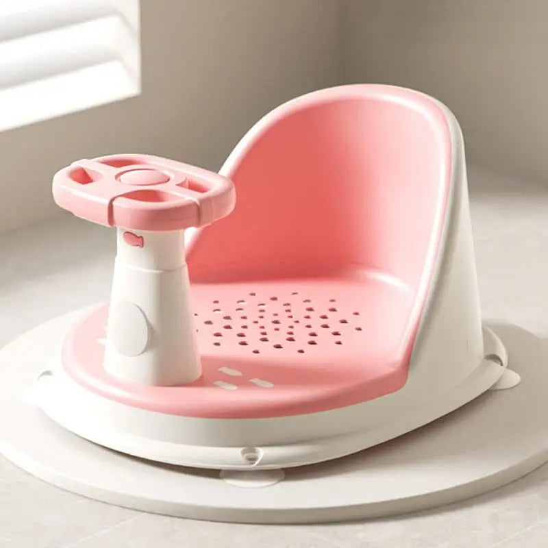 Baby Bath Seat Baby Bath Chair With Steering Wheel Bathing Support Portable Comfortable Washing Device For Girls Home Travel Zpaxo